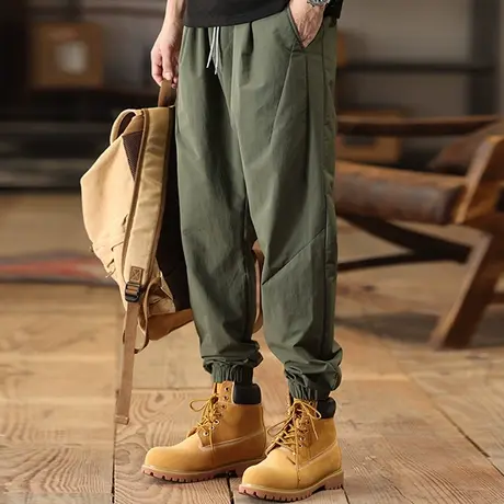 Modi Nick/摩帝尼克复古工装裤宽松男士休闲裤春夏潮牌阔腿束脚裤图片