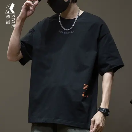 欧美重磅短袖t恤男士胖子加肥加大男夏季大码潮牌男生内搭打底衣商品大图