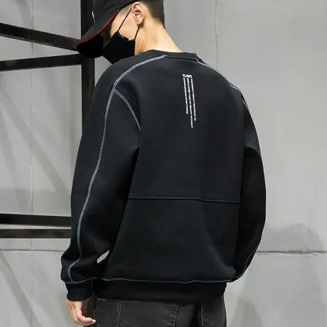 秋冬新款卫衣男无帽冬季休闲男士外套宽松大码高级感加绒加厚男装图片