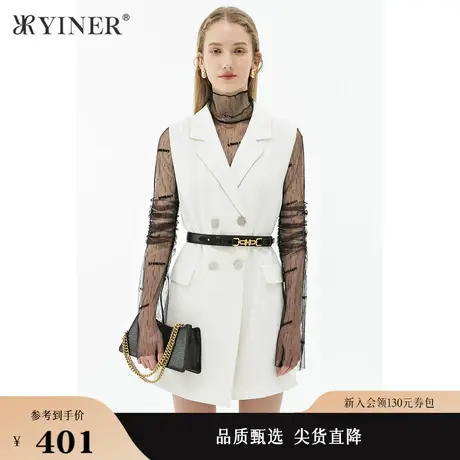 YINER音儿女装夏季西装领收腰连体裤商品大图