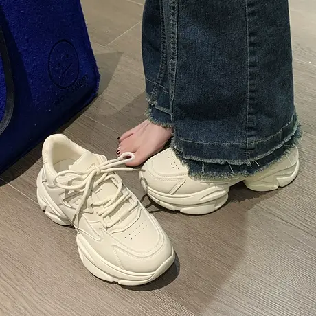 厚底老爹鞋女2023年新款春季松糕增高健身运动鞋潮ins休闲小白鞋商品大图