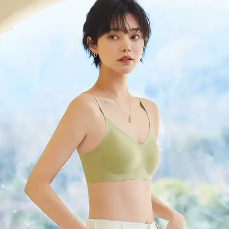 夏季薄款无痕美背一体文胸吊带背心式聚拢上托防下垂防震运动胸罩图片