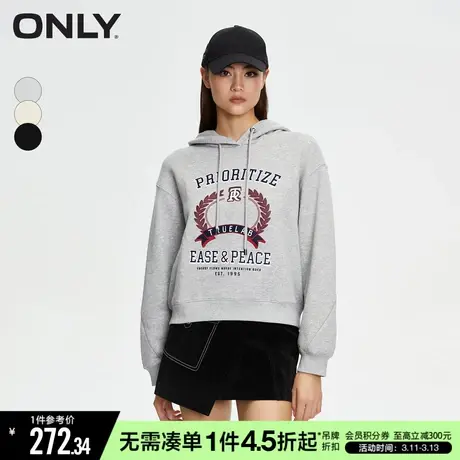 ONLY冬季运动风连帽字母印花宽松卫衣女|12349S014商品大图