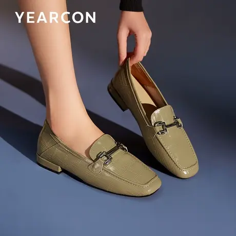 意尔康法式乐福鞋2024新款春夏季真皮平底小皮鞋软皮单鞋低跟女鞋图片