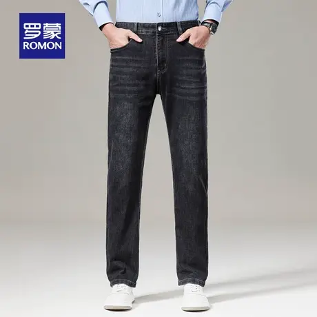 罗蒙男士商务休闲牛仔裤2023秋季新款百搭弹力加厚直筒时尚长裤男图片