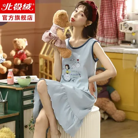 睡裙女夏薄款2022年新款人造棉无袖吊带睡衣夏天大码可外穿家居服图片