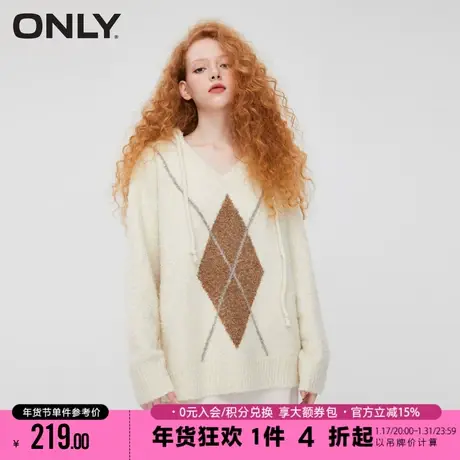 ONLY新款休闲时尚学院风宽松连帽针织衫女|123313016图片