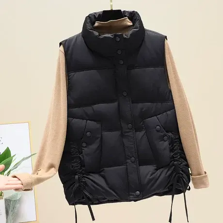 羽绒棉马甲女短款2023秋冬新款韩版宽松坎肩百搭加厚马夹背心外套商品大图