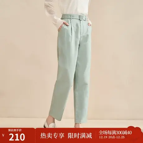 【商场同款】茵曼2023春季女装新款简约通勤宽松遮肉萝卜九分裤图片