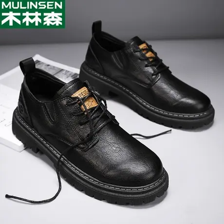 木林森男鞋春季英伦低帮马丁靴上班工作休闲皮鞋2024新款潮防滑鞋图片