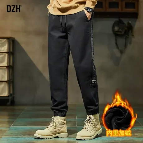 男士黑色束脚休闲裤男加绒加厚宽松裤子2023新款潮牌长裤百搭男裤商品大图