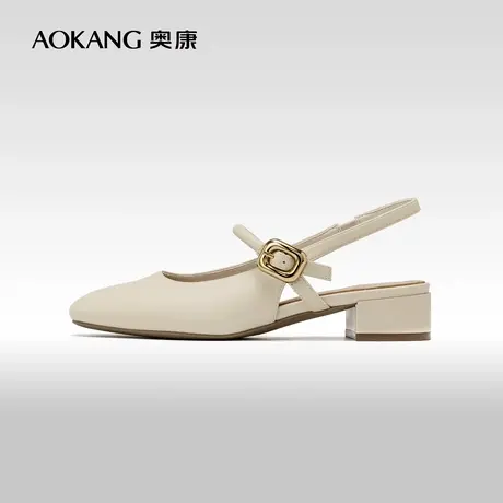 奥康女鞋 2024夏季新款优雅百搭玛丽珍单鞋一字带女士中后空凉鞋图片