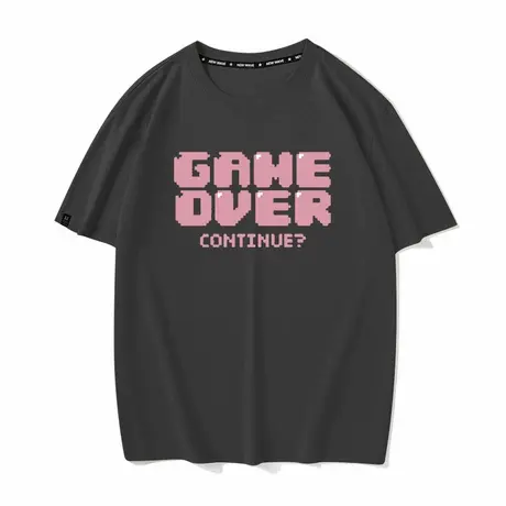 秀洛game over 游戏结束游戏王周边文字字母短袖T恤男女打底半袖商品大图