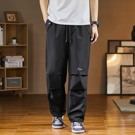 唐狮男休闲裤宽松阔腿运动裤子男款潮酷直筒工装日系风长裤商品大图