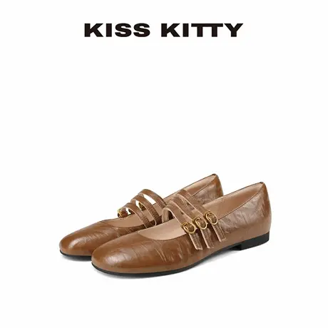 KISSKITTY百搭舒适浅口玛丽珍单鞋2025年夏季新款时尚休闲小皮鞋图片