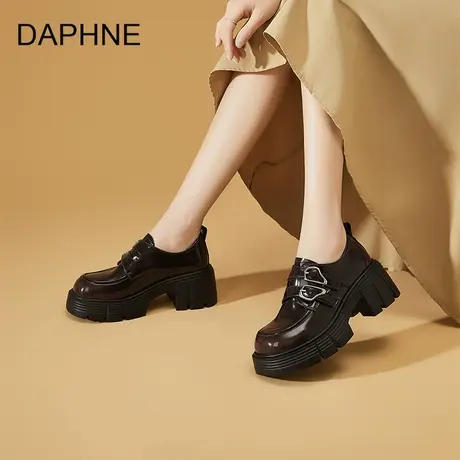 Daphne/达芙妮2025夏季新款乐福鞋魔术贴轻便爆款扣带单鞋耐磨女图片