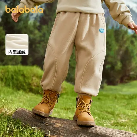 巴拉巴拉童装儿童裤子男童女童加绒长裤2024冬装新款天鹅绒束脚裤商品大图