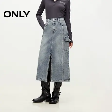 【ONLY奥莱】夏季时尚百搭修身直筒开叉牛仔裙半身裙女商品大图