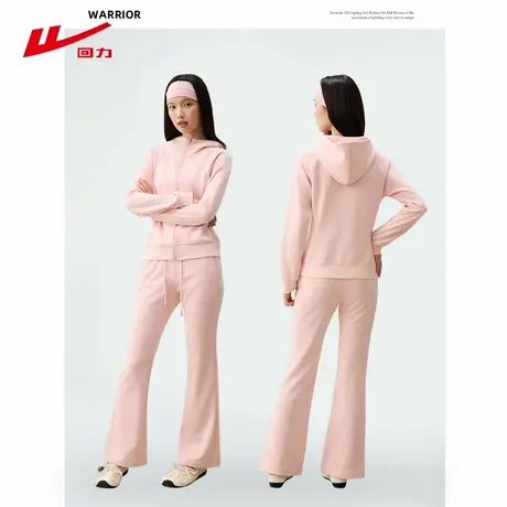 ZH回力粉色卫衣女2025新款春秋休闲开衫外套小个子运动修身上衣女图片