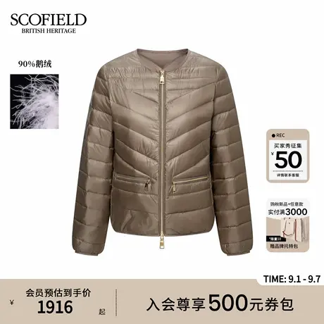 【90%鹅绒】Scofield女装简约圆领V形绗缝短款羽绒服2025冬季新品商品大图