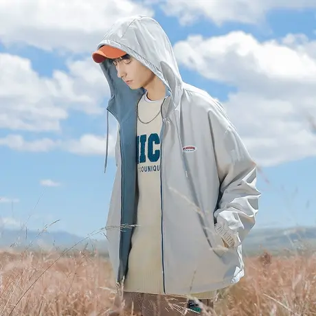 青少年两面穿连帽外套男春秋潮高级感情侣装2023新款秋摇粒绒夹克商品大图