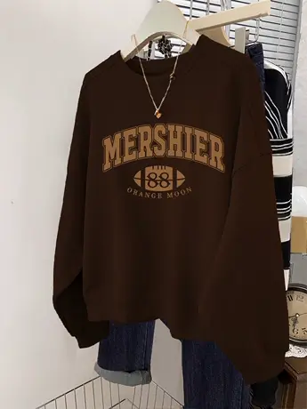 胖mm大码秋装无帽卫衣女oversize宽松字母印花外套休闲百搭上衣潮商品大图