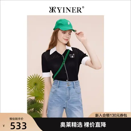 【赫本猫联名】YINER音儿女装2023夏季新款短袖针织衫商品大图