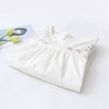 2021春秋新款日系文艺小清新刺绣蕾丝花边圆领衬衫女学生宽松上衣商品大图