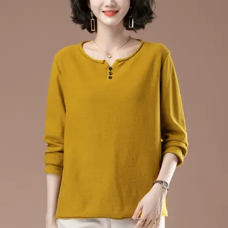 秋冬季毛衣女薄款加肥加大码女装宽松中年妈妈纯棉百搭针织打底衫图片