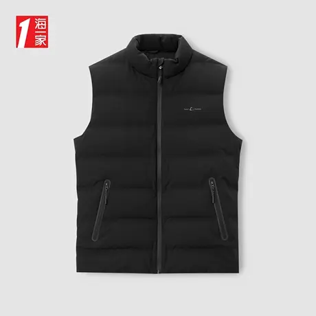 海一家简约立领外套保暖有型字母印花基础日常休闲男士羽绒马甲商品大图