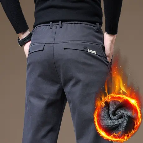 冬季加绒加厚西装休闲长裤男士宽松直筒2024新款西裤男裤子秋冬款商品大图