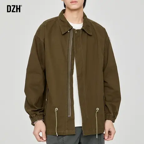 男士日系绿色外套男春秋款潮流成熟稳重男装2023新款春装工装夹克商品大图