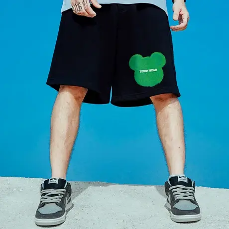 男裤胖人纯棉加肥加大码宽松篮球潮牌运动五分裤短裤夏季薄款中裤商品大图