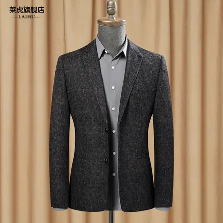 呢子休闲西装男士外套秋冬季韩版时尚青年百搭小西服男修身潮上衣商品大图