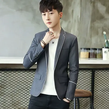 男士青年个性帅气韩版小西装发型师外套男潮新款学生上衣西服礼服商品大图