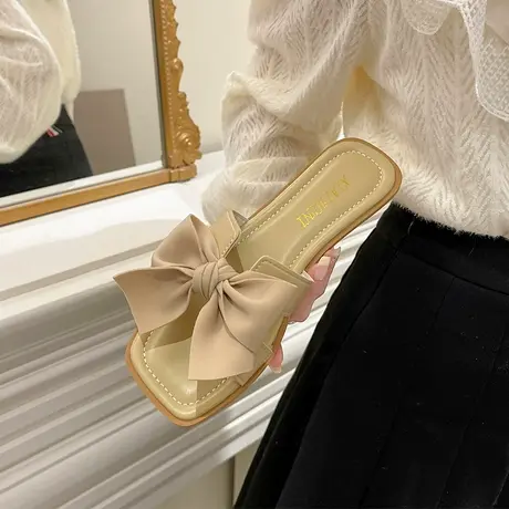仙女风拖鞋女夏外穿2024年新款网红爆款平底蝴蝶结一字凉拖ins潮商品大图