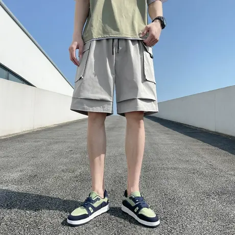 唐狮2024夏季新款休闲短裤男宽松直筒五分工装裤薄款大口袋中裤潮商品大图