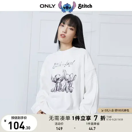 【买4免1】ONLY奥莱迪士尼DISNEY联名卡通3D印花宽松套头卫衣女商品大图