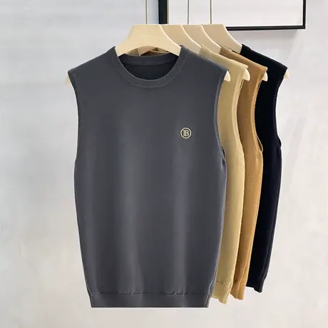 秋冬圆领毛衣背心男仿羊绒休闲无袖针织打底衫韩版青年马甲男冬季商品大图