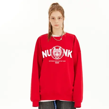 Nuthink国潮喜庆过年本命年加绒圆领卫衣男宽松大码情侣上衣春季商品大图