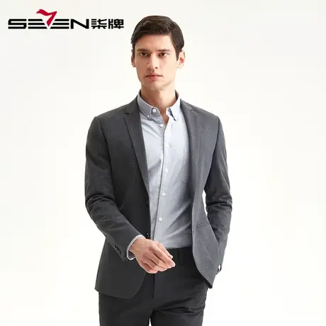 柒牌男装清仓西服秋冬时尚单西纯色条纹商务西装男士正装上衣图片