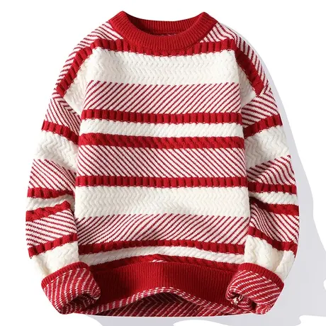 春秋季男士网红龙年本命年红色毛衣加厚冬季冬款内搭男生打底线衣商品大图