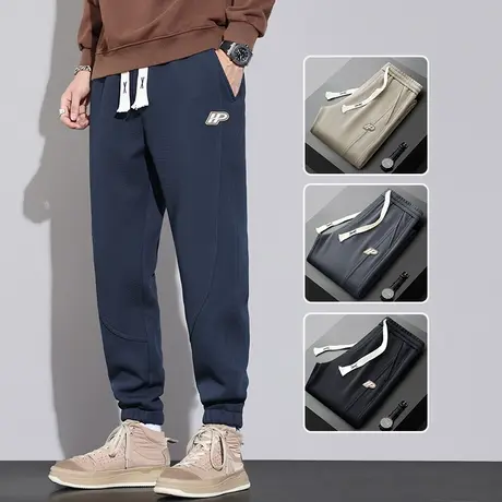 春季男士潮牌卫裤2024新款束脚华夫格休闲裤子男装运动男裤春秋款商品大图