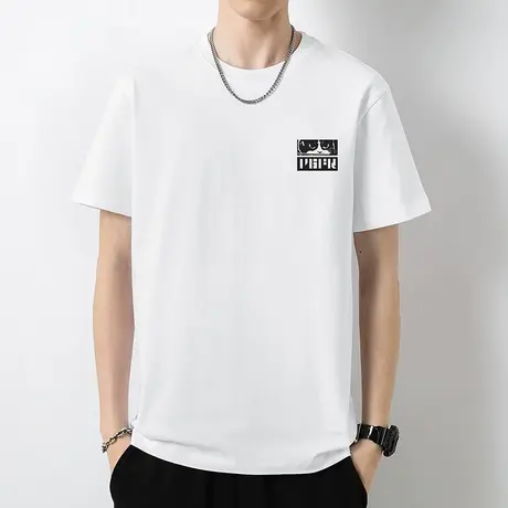 260g重磅纯棉短袖t恤男潮牌印花夏季全棉半袖宽松白色体恤上衣服商品大图
