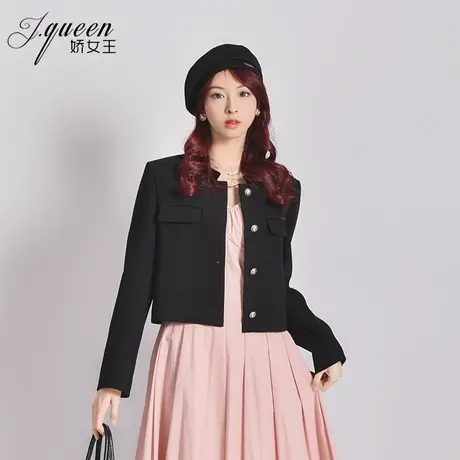 圆领小西装外套女士短款2024春季新款时尚休闲百搭小个子西服上衣图片