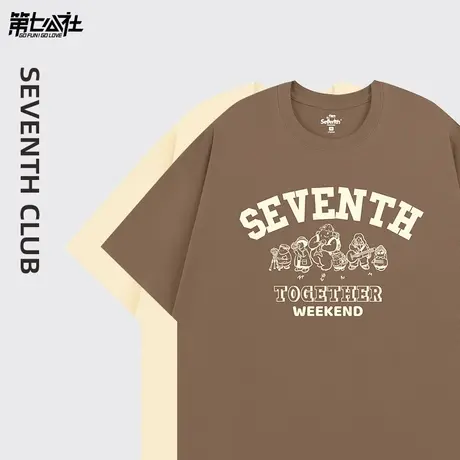 第七公社美式学院风重磅短袖t恤女夏季2024新款潮宽松慵懒风半袖商品大图