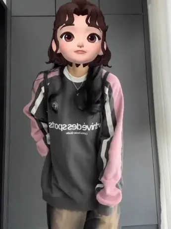 拼色插肩袖卫衣女圆领宽松小众设计感潮牌美式复古春秋薄款上衣服图片