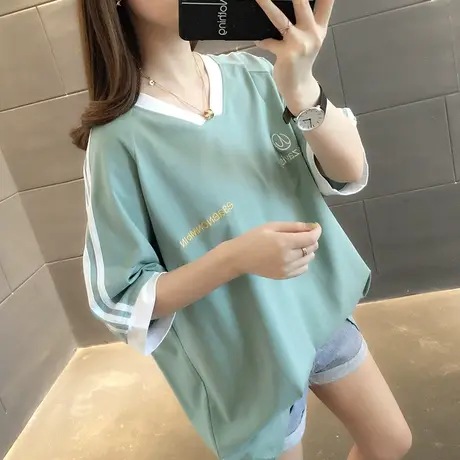 纯棉短袖T恤女装宽松2024年新款春季洋气中长款设计感打底衫爆款商品大图