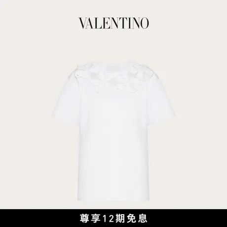 【新品】华伦天奴VALENTINO女士立体堆花工艺棉质T恤图片