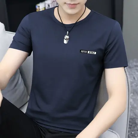 莫代尔夏季冰丝t恤男士短袖凉感速干半袖圆领上衣服字母印花体恤商品大图